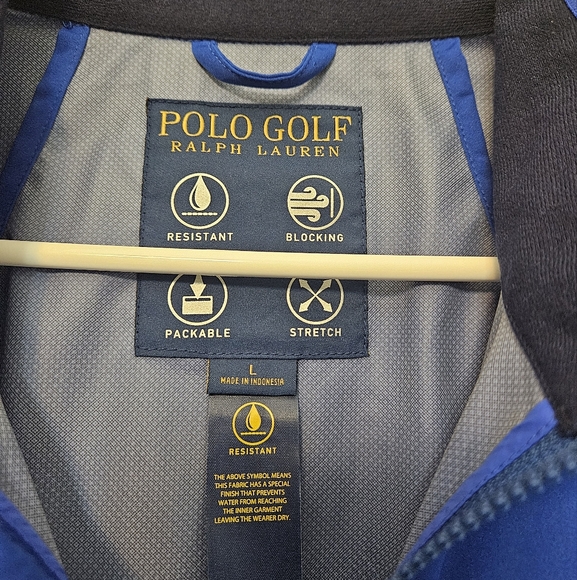 Polo Ralph Lauren Mens Large Blue Short Sleeve Full Zip Windbreaker Golf Jacket - Picture 5 of 8